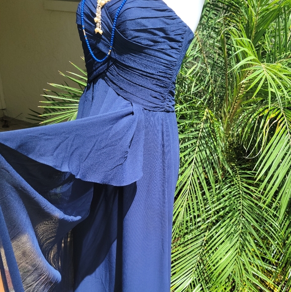 David's Bridal Navy Long Dress Size 4 Strapless - Picture 4 of 11